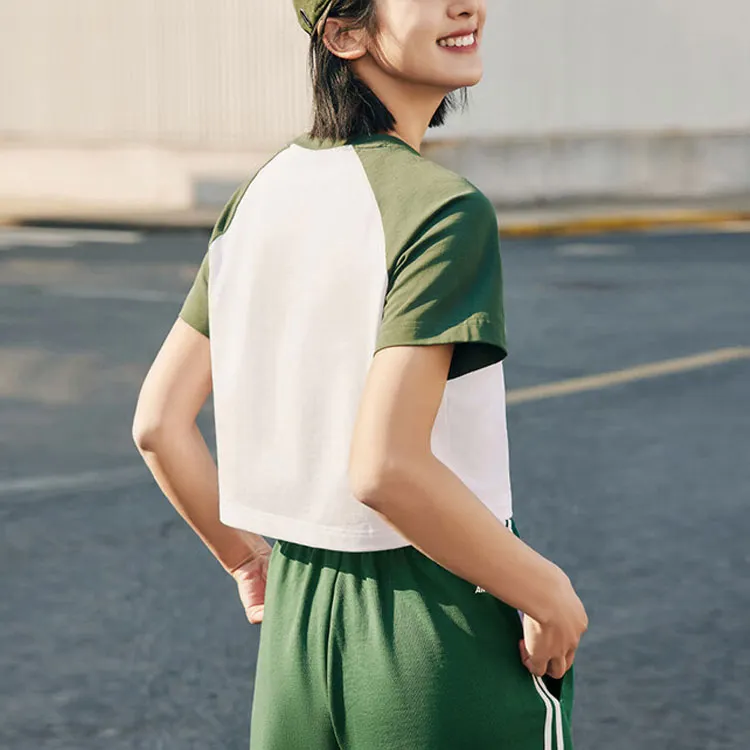 Anta Life Collection Raglan Sleeve T Shirt Women's Pure White/Wand Green-3