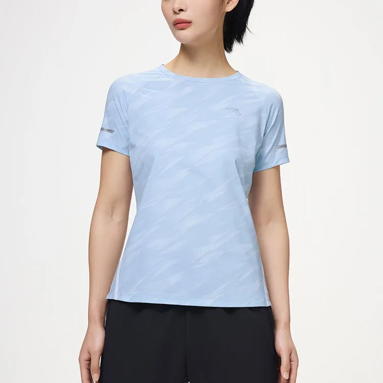 Anta Running Collection Raglan Sleeve T Shirt Women's Aqua Cloud Blue-3
