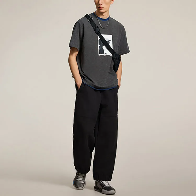 LiNing T Shirt Men's Obsidian Gray Washed-2