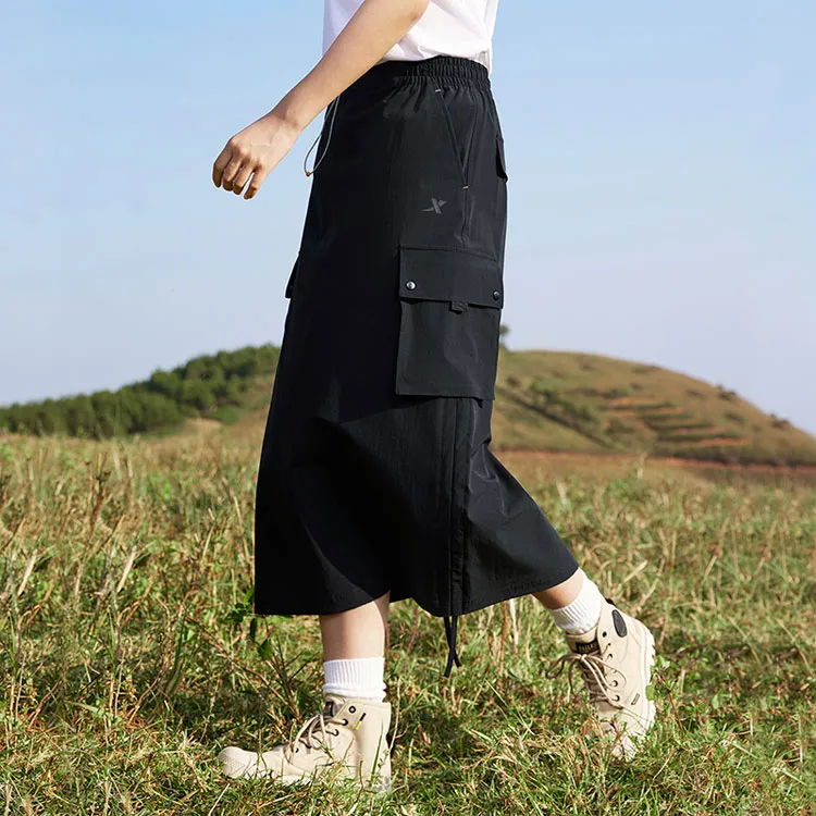 XTEP Variety Training Collection Casual Long Skirt Women's Jet Black-2