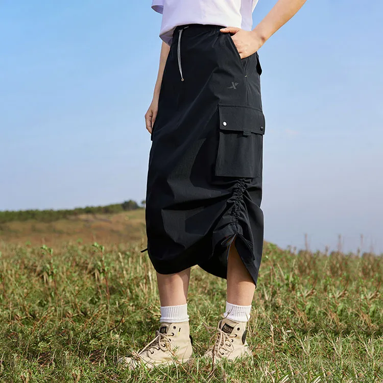 XTEP Variety Training Collection Casual Long Skirt Women's Jet Black-1