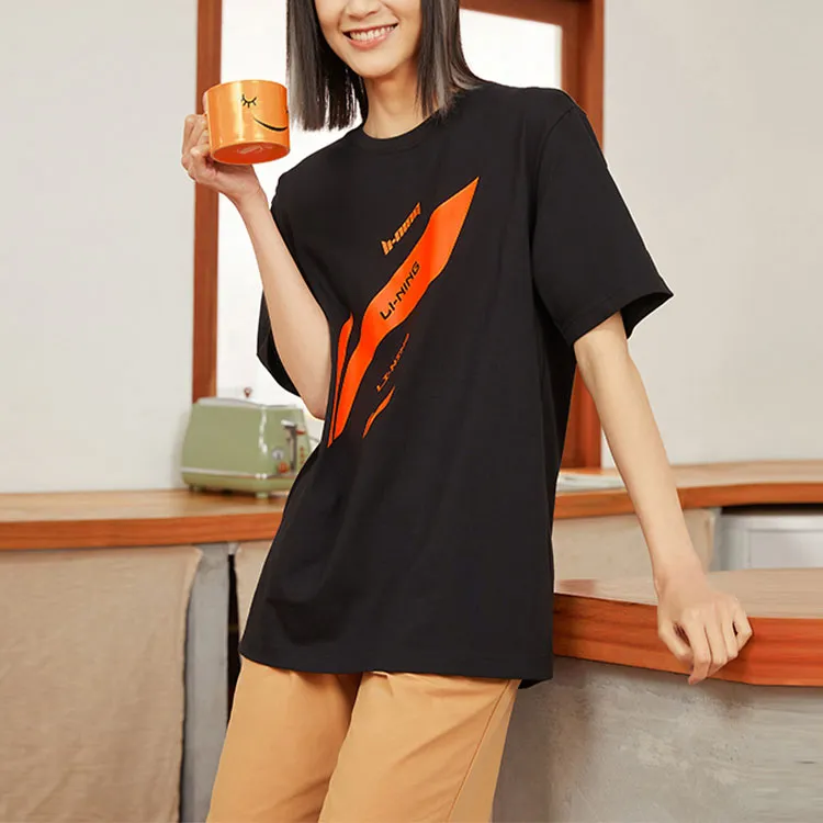 LiNing Sports Fashion Collection T Shirt Unisex Black/Bright Orange-2