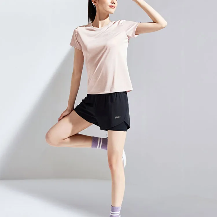 QIAODAN T Shirt Women's Sheer Pink Yarn-2