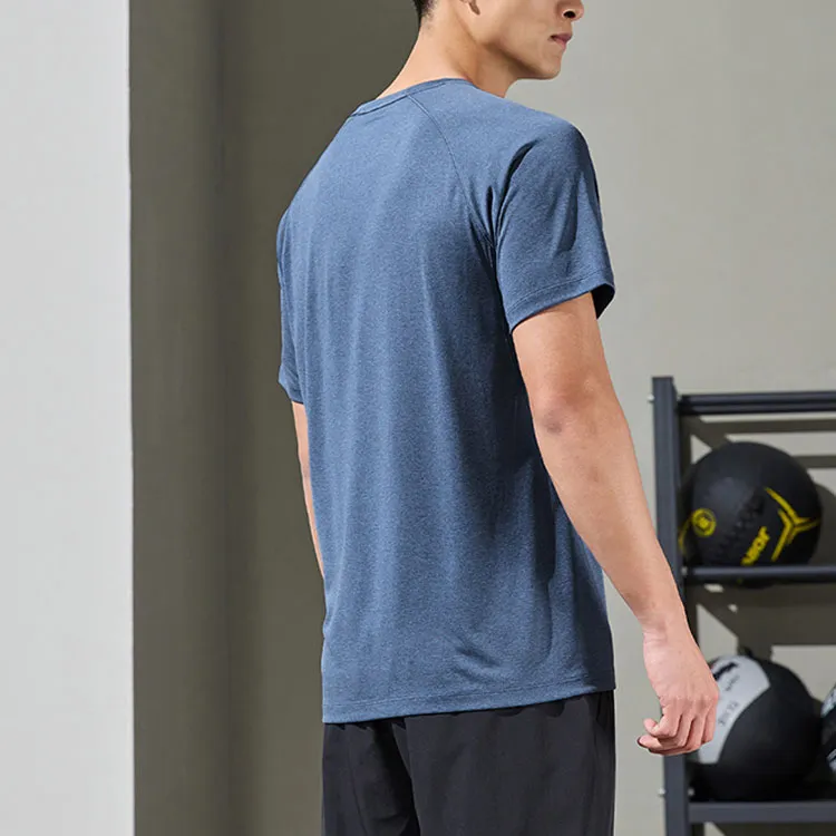 XTEP Comprehensive Training Short Sleeved T Shirt Men's Autumn Eggplant Blue-3
