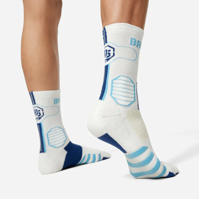 LiNing Badfive Basketball Socks Unisex 1 Pack White/Dream Blue/Surf Blue-3