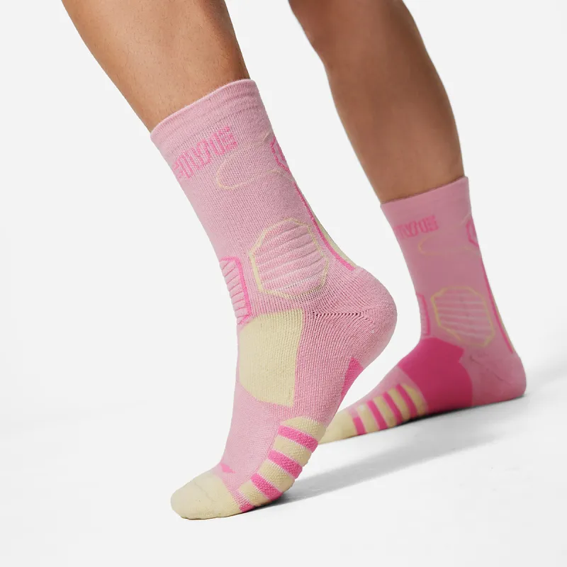 LiNing Badfive Basketball Socks Unisex 1 Pack Phoenix Blossom Pink/Daylily Pink/Light Cream-2