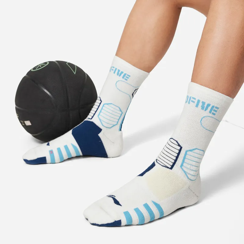LiNing Badfive Basketball Socks Unisex 1 Pack White/Dream Blue/Surf Blue-4