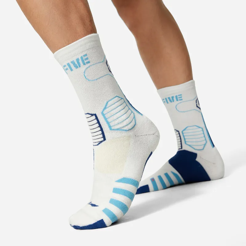 LiNing Badfive Basketball Socks Unisex 1 Pack White/Dream Blue/Surf Blue-2