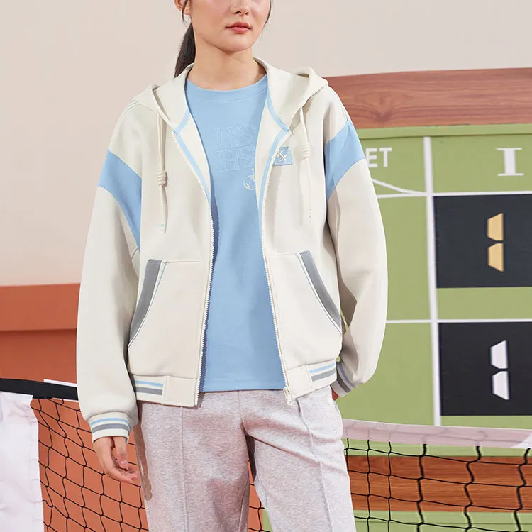 XTEP Jackets Coats Women's Cotton White/Azure Blue-1