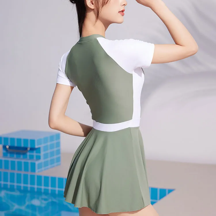 ZOKE One piece Swimsuit Women's Army Green/White-1