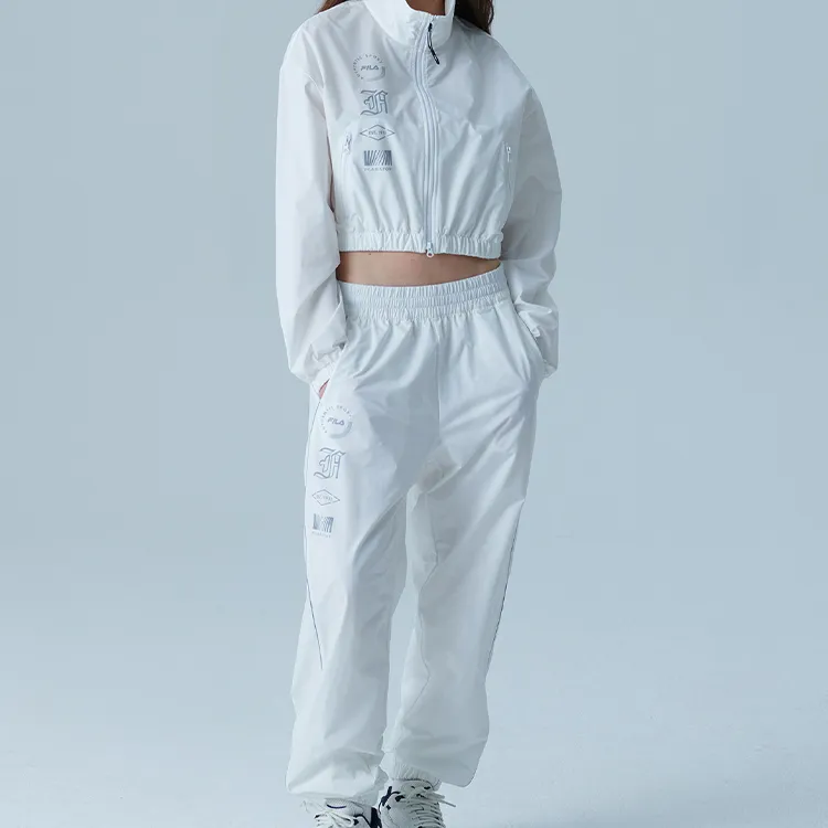 FILA Knitted Sports Pants Women's Gray White-4
