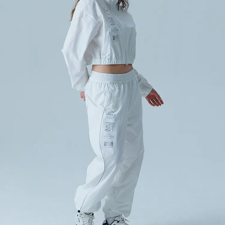 FILA Knitted Sports Pants Women's Gray White-5