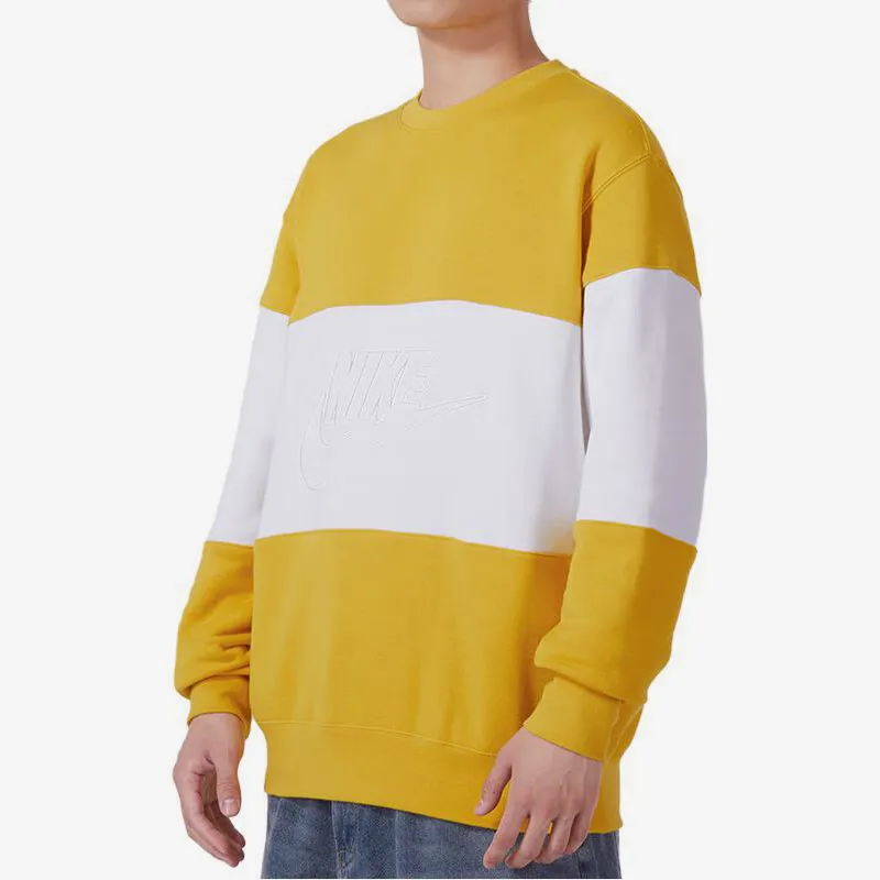 Nike Club Men's French Terry Colour-Blocked Crew Yellow-2