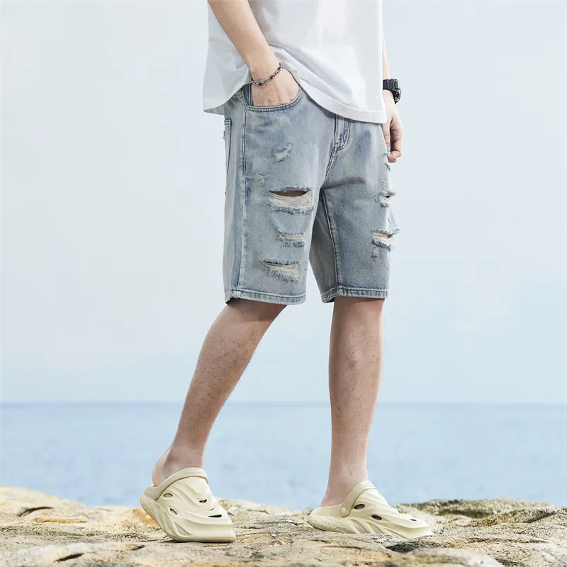 SNOW FLYING Denim Shorts Men Pink/Blue-5