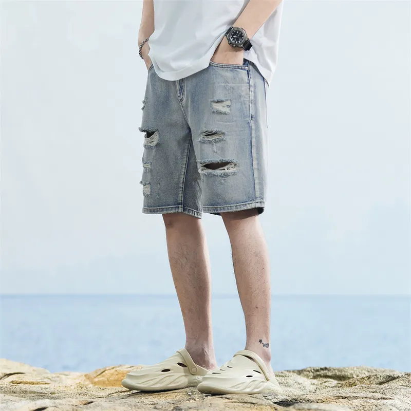 SNOW FLYING Denim Shorts Men Pink/Blue-4