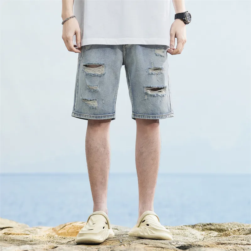SNOW FLYING Denim Shorts Men Pink/Blue-2