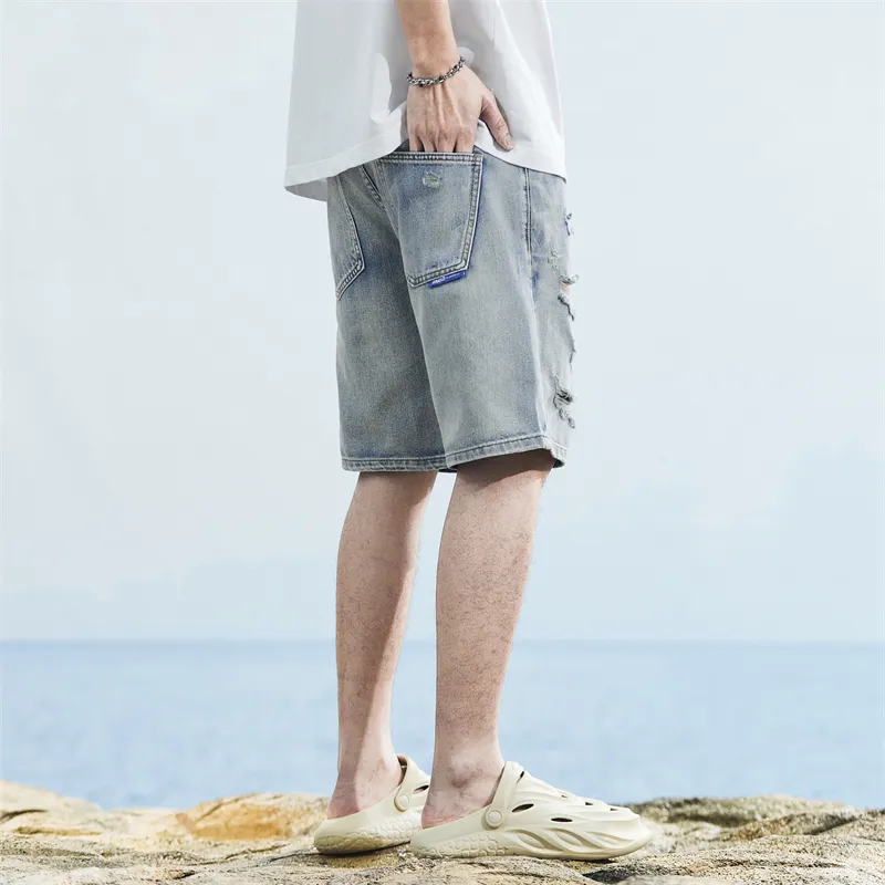 SNOW FLYING Denim Shorts Men Pink/Blue-7