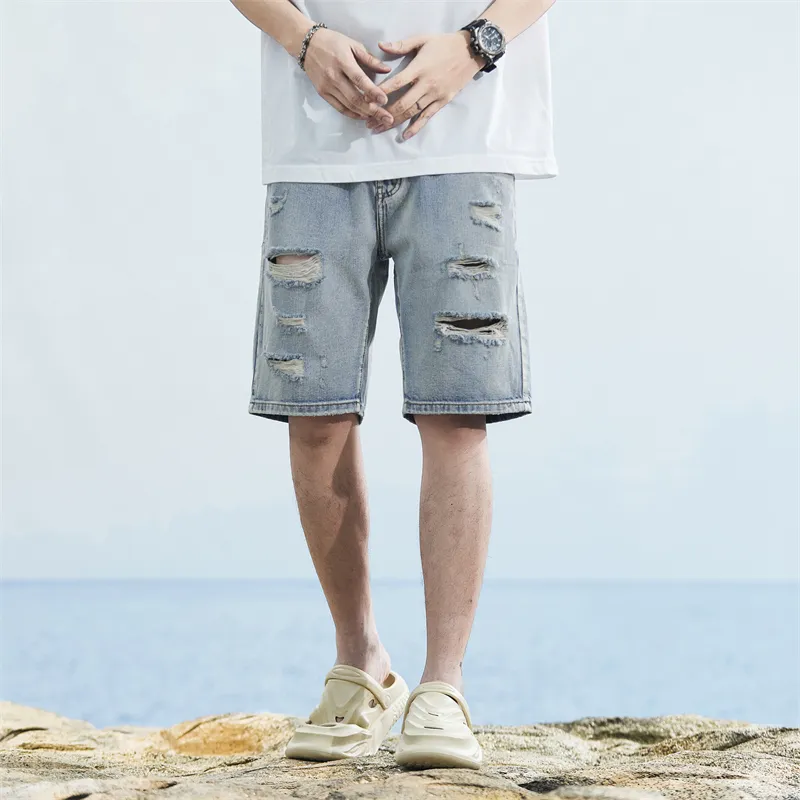 SNOW FLYING Denim Shorts Men Pink/Blue-3