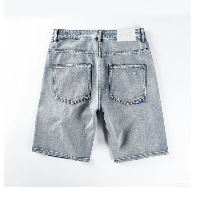 SNOW FLYING Denim Shorts Men Pink/Blue-1