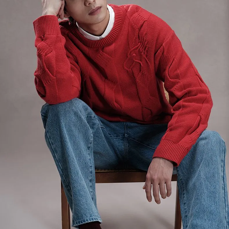 8on8 X GAP 8ON8 Co branded Model Sweaters Unisex Red-4