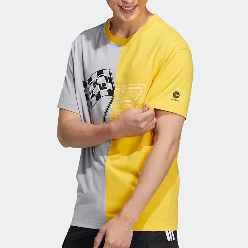 Adidas Neo T Shirts Men Gray/Yellow-1