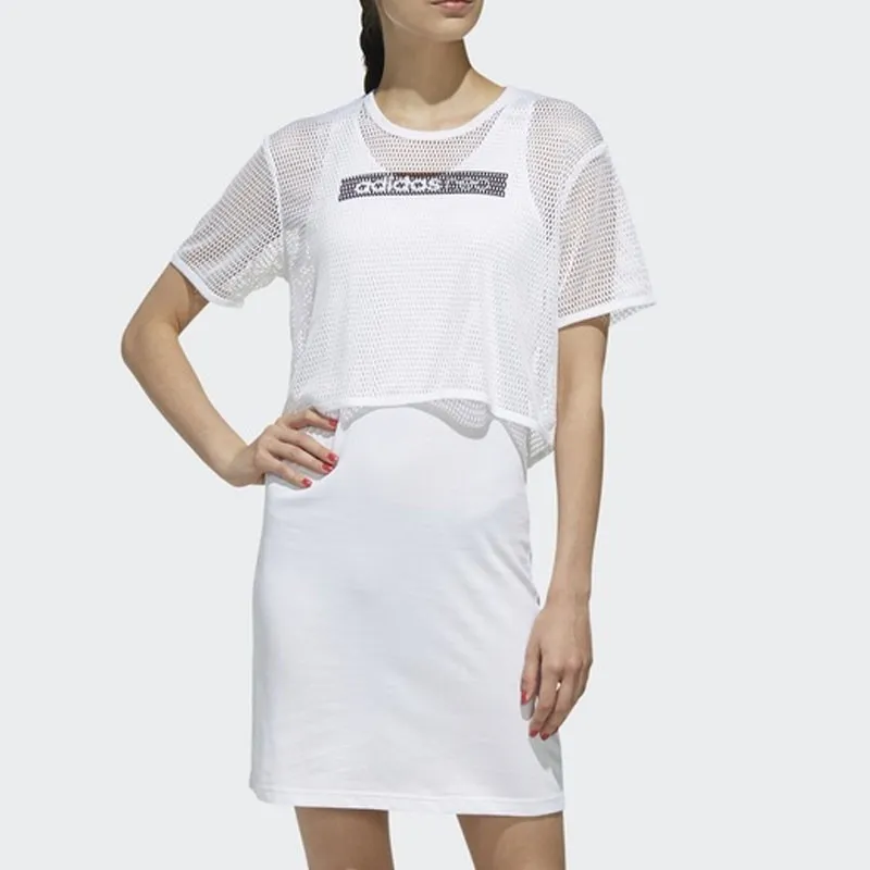Adidas Neo Short Sleeved Dresses Women's White-4