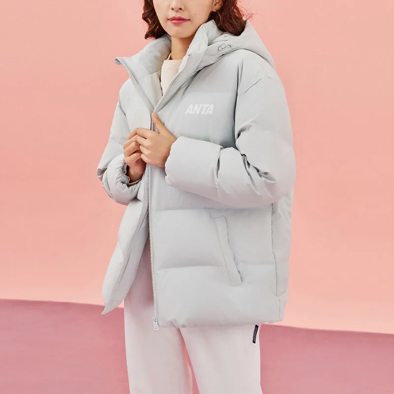 ANTA Sports Life Collection Down Jackets Women's White Gray Green-2