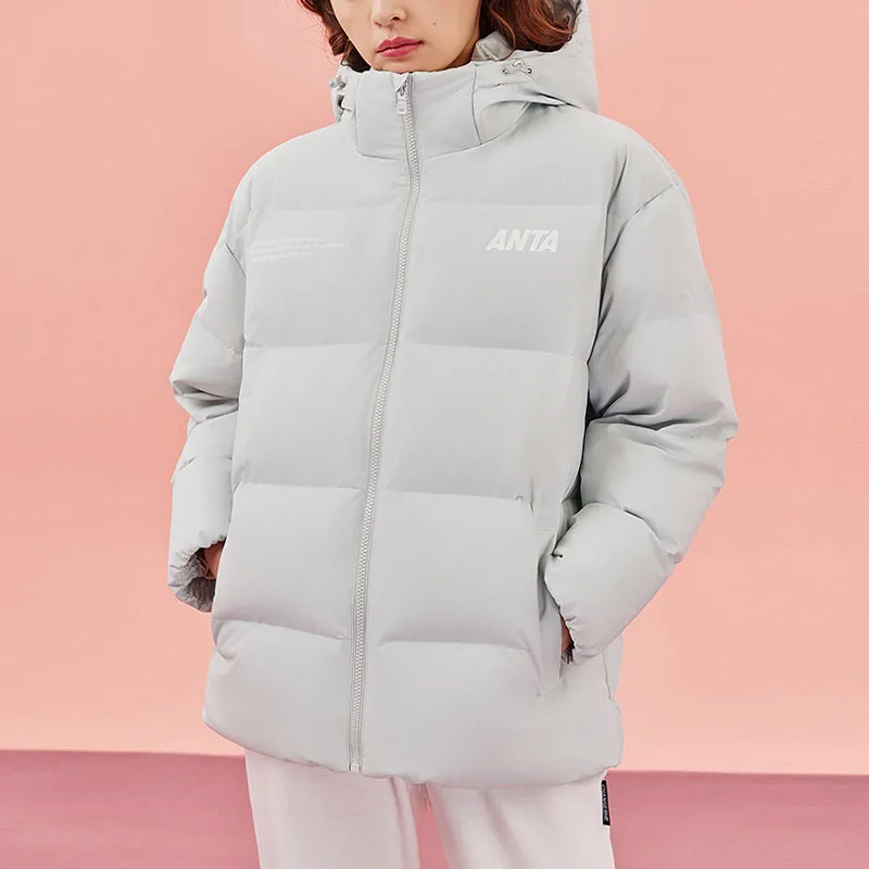 ANTA Sports Life Collection Down Jackets Women's White Gray Green-3
