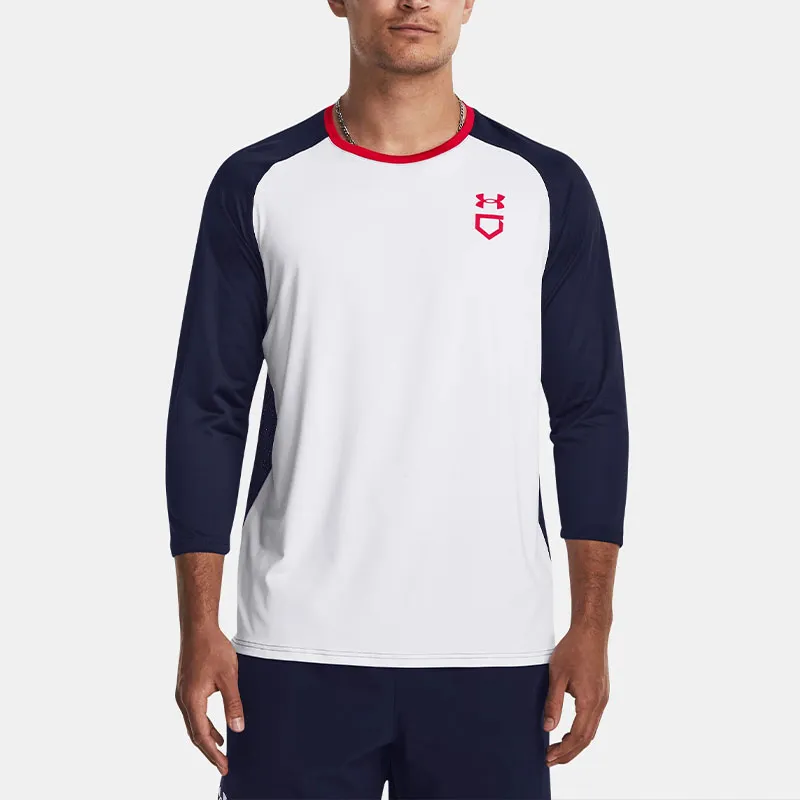 Under Armour Utility T Shirts Men White/Marine Blue-2