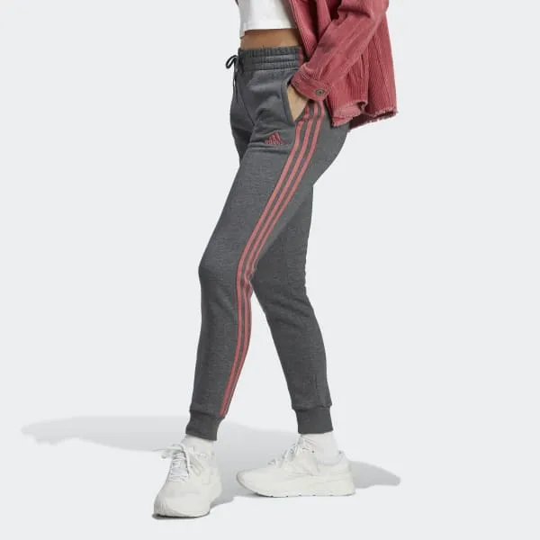 Adidas Essential Knitted Sweatpants Women's Deep Gray Heather/Miracle Red-3