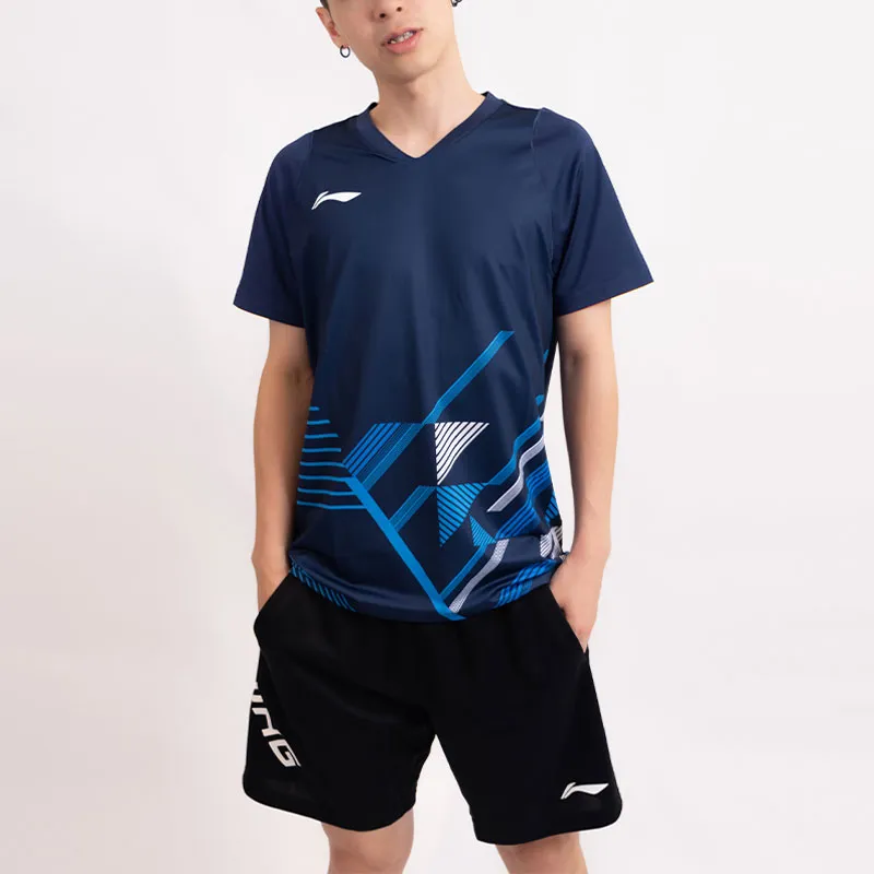 LiNing Badminton Series Raglan Sleeve T Shirt Unisex Indigo-2