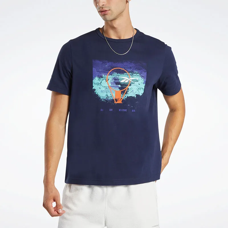 Reebok BB BASKETBALL AAWH RIM T-Shirt Men's Dark Blue-3