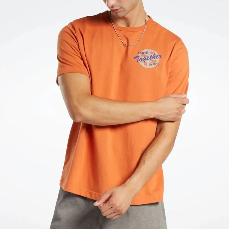 Reebok BB BASKETBALL AAWH HOOP T T-Shirt Men's Orange-3