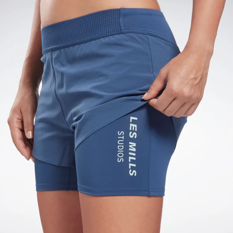 Reebok CYCLED Collection LES MILLS EPIC Sports Shorts Women's Blue-5