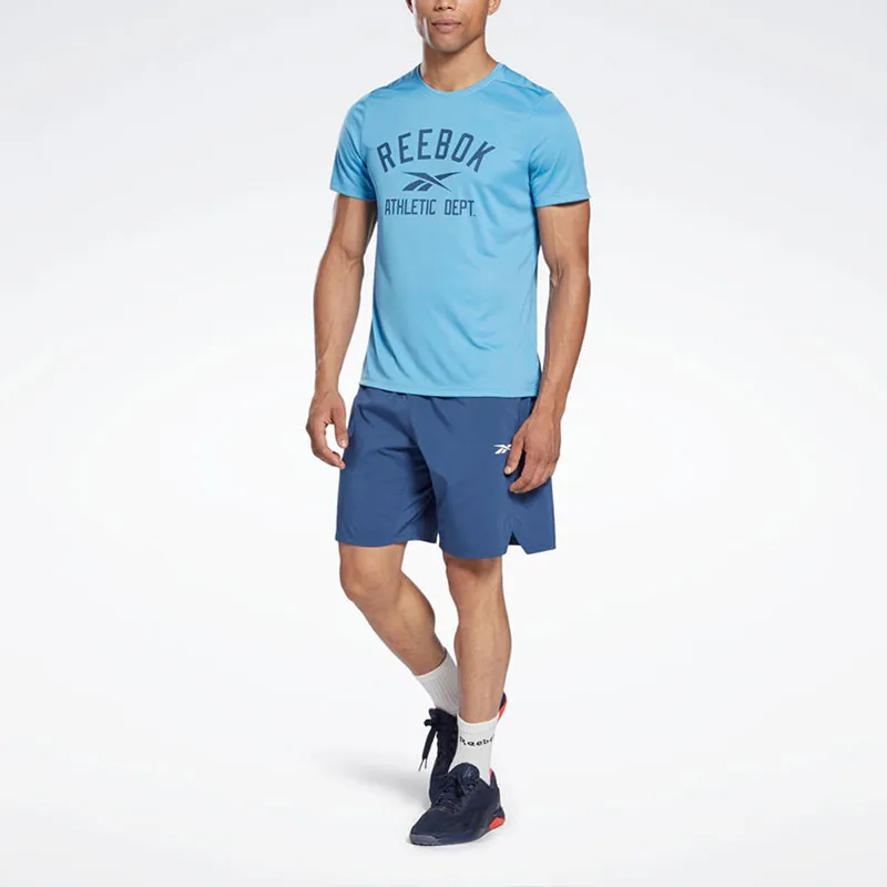 Reebok CYCLED Collection WOR POLY GRAPHIC SS TEE T-Shirt Men's Blue-1