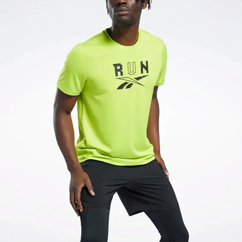 Reebok Re Ss Graphic Tee T-Shirt Men's Acid Yellow-3