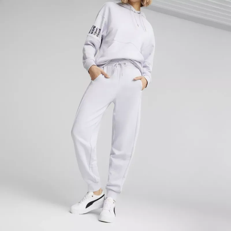 PUMA POWER NOVA SHINE COLORBLOCK HIGH WA Knitted Sweatpants Women's Purple-2