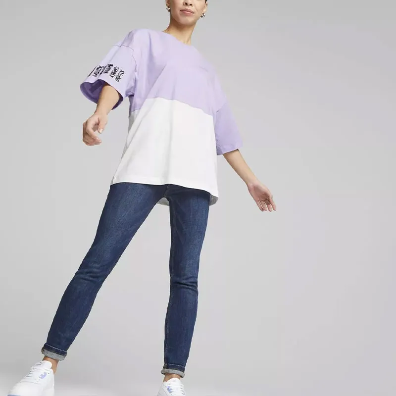PUMA POWER NOVA SHINE COLORBLOCK TEE T-Shirt Women's Purple-2