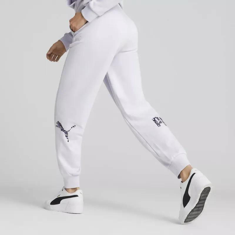 PUMA POWER NOVA SHINE COLORBLOCK HIGH WA Knitted Sweatpants Women's Purple-3
