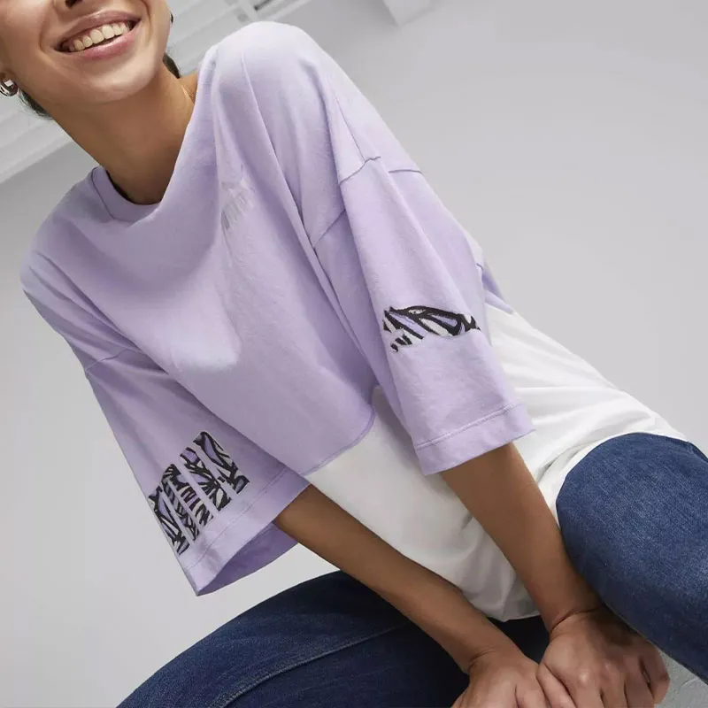 PUMA POWER NOVA SHINE COLORBLOCK TEE T-Shirt Women's Purple-4