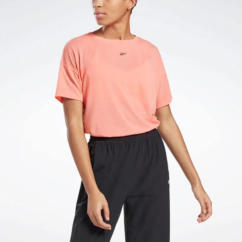 Reebok Drop Shoulder Sleeve T-Shirt Women's Coral-2