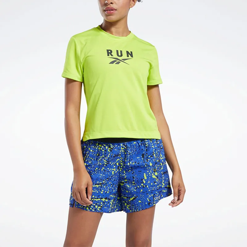 Reebok Wor Run Sw Graphic Tee T-Shirt Women's Green-3