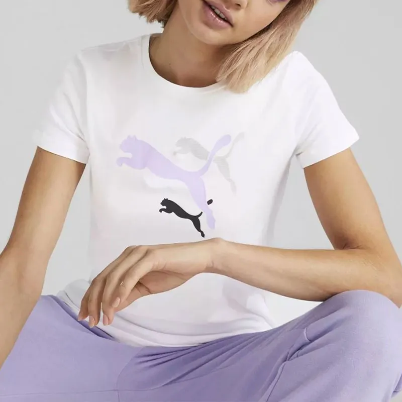 PUMA ESS+ LOGO POWER TEE W T-Shirt Women's White-3