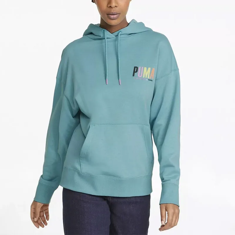 PUMA SWXP GRAPHIC HOODIE TR PORCELAIN Sweatshirt Women's Turquoise-2