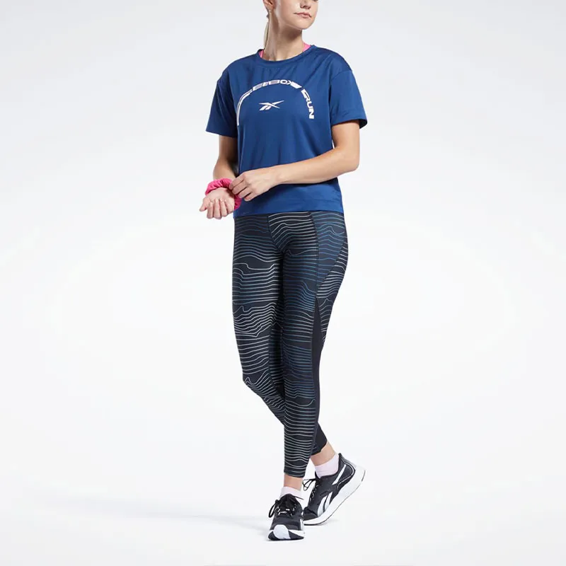 Reebok CYCLED Collection Running SW Graphic Tee T-Shirt Women's Wax-Dyed Blue-2