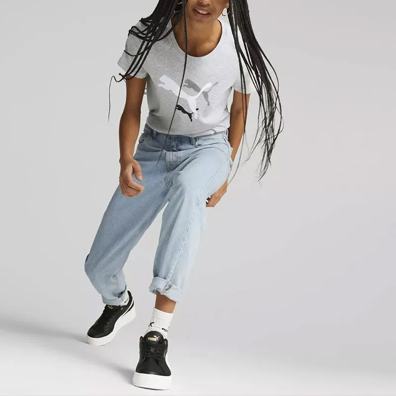 PUMA ESS+ LOGO POWER TEE W T-Shirt Women's Gray-3