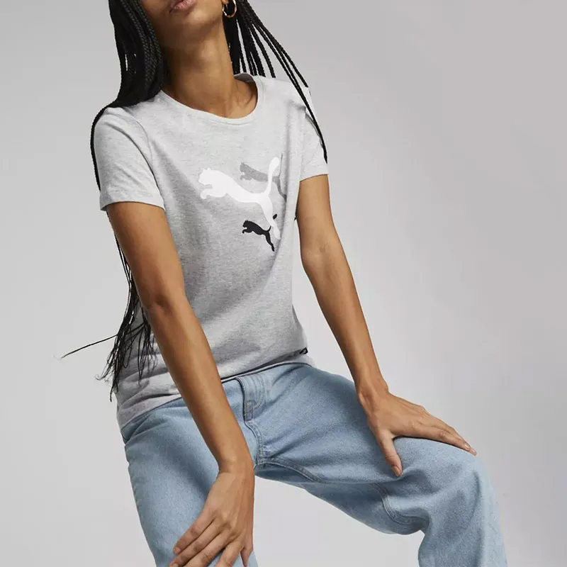 PUMA ESS+ LOGO POWER TEE W T-Shirt Women's Gray-2