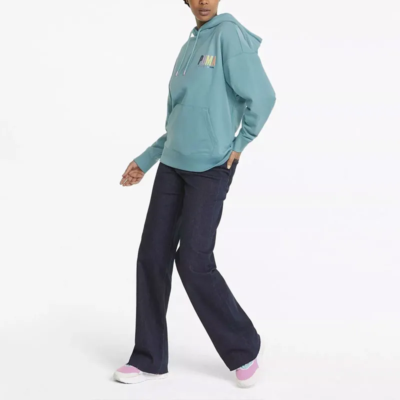 PUMA SWXP GRAPHIC HOODIE TR PORCELAIN Sweatshirt Women's Turquoise-3