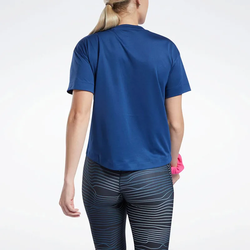 Reebok CYCLED Collection Running SW Graphic Tee T-Shirt Women's Wax-Dyed Blue-4