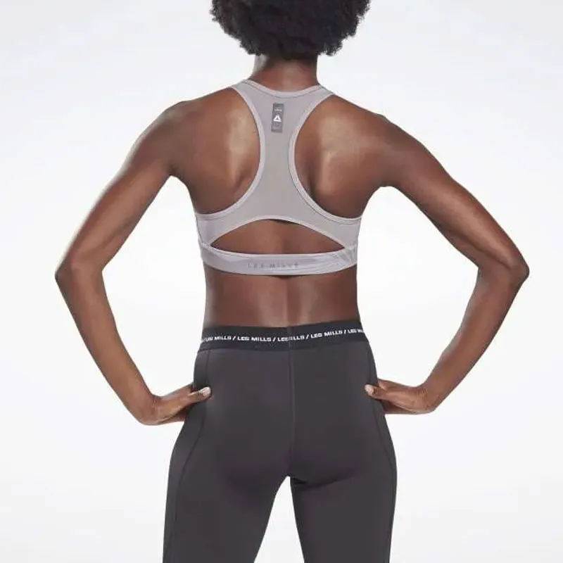 Reebok Lm Lux Racer Bra Aop Sports Underwear Women's Gravity Gray-4